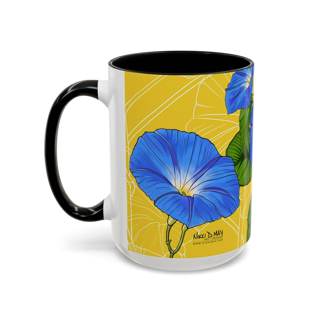 Blue Morning Glory Ceramic Coffee Mug — September Birth Month Flower