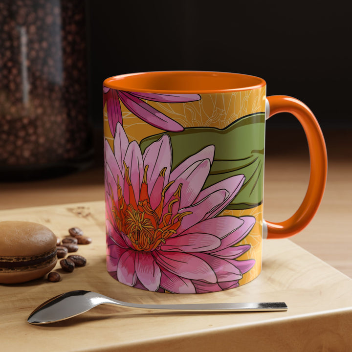Pink Water Lily Ceramic Coffee Mug – July Birth Month Flower