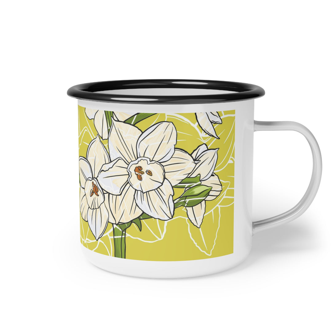 Paperwhite Enamel Camp Mug — December Birth Month Flower