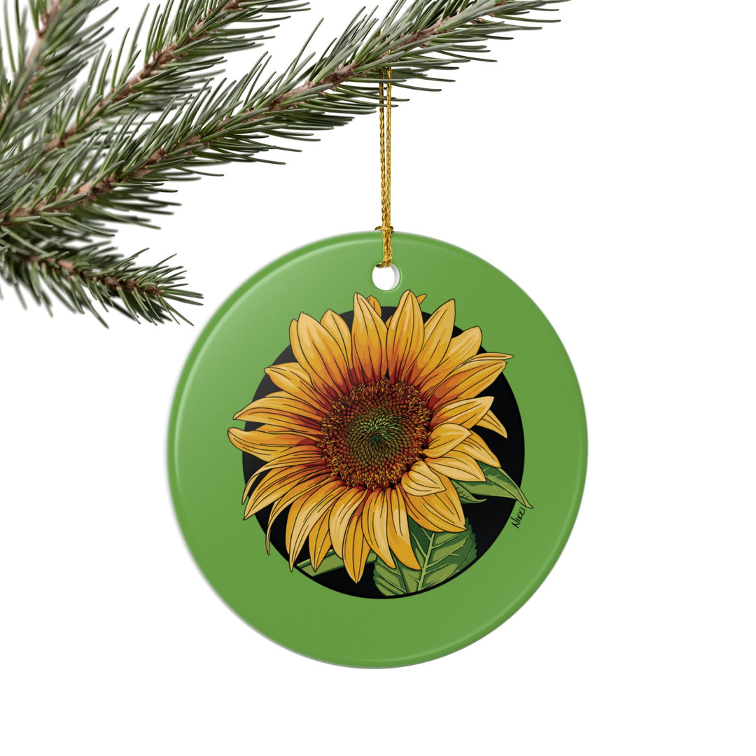 Sunflower Ceramic Ornament (Double-Sided)