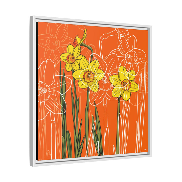 Daffodil: March Birth Month Flower — Framed Canvas Print Wall Art