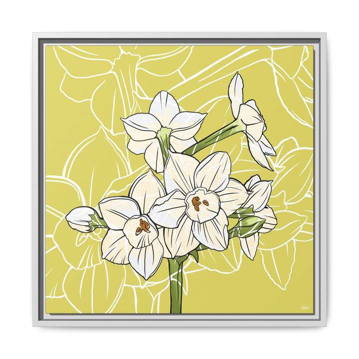 Paperwhite: December Birth Month Flower — Framed Canvas Print Wall Art