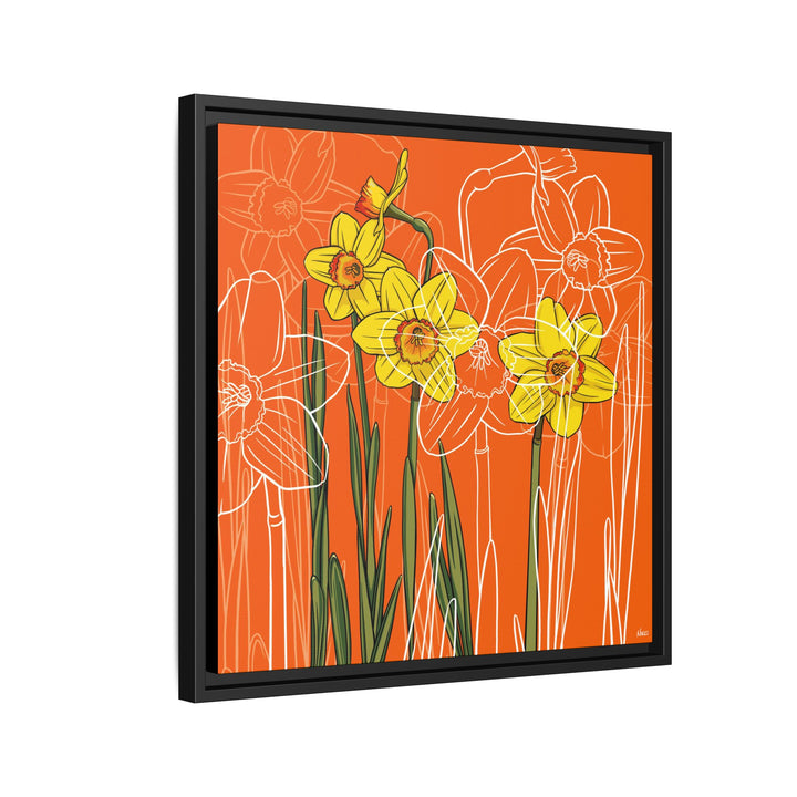 Daffodil: March Birth Month Flower — Framed Canvas Print Wall Art