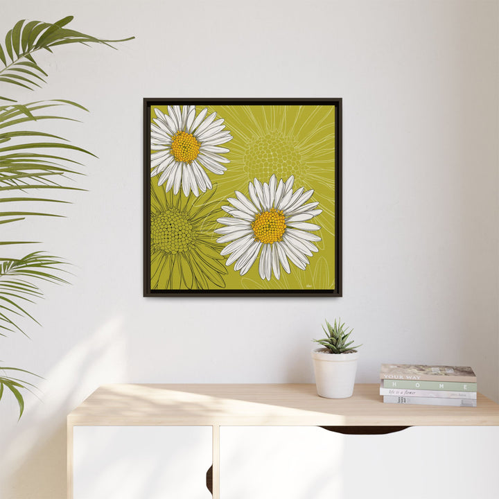 Daisy: April Birth Month Flower — Framed Canvas Print Wall Art