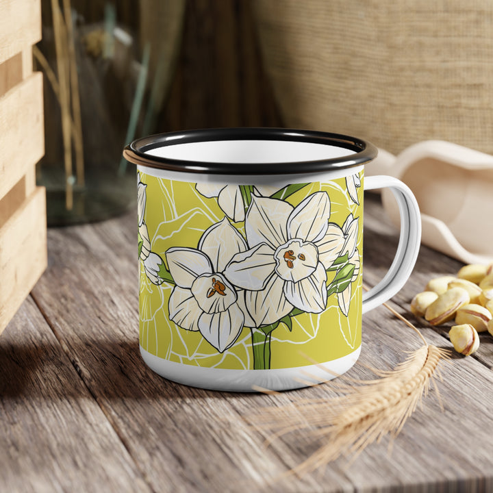 Paperwhite Enamel Camp Mug — December Birth Month Flower