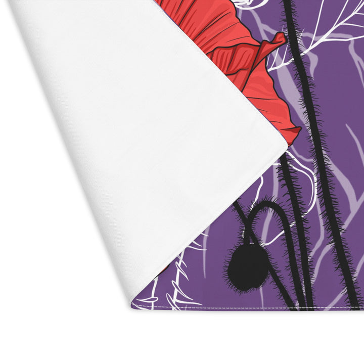 Red Poppy Cotton Twill Placemat — August Birth Month Flower
