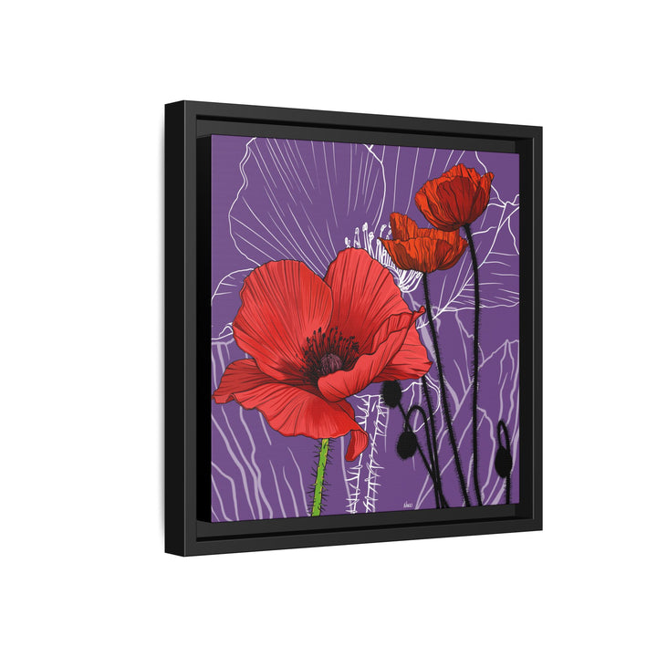Poppy: August Birth Month Flower — Framed Canvas Print Wall Art