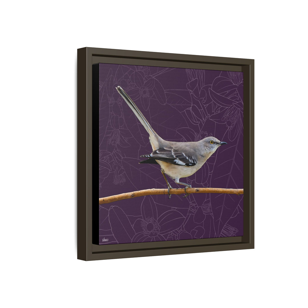 Northern Mockingbird: Florida State Bird — Framed Canvas Print Wall Art