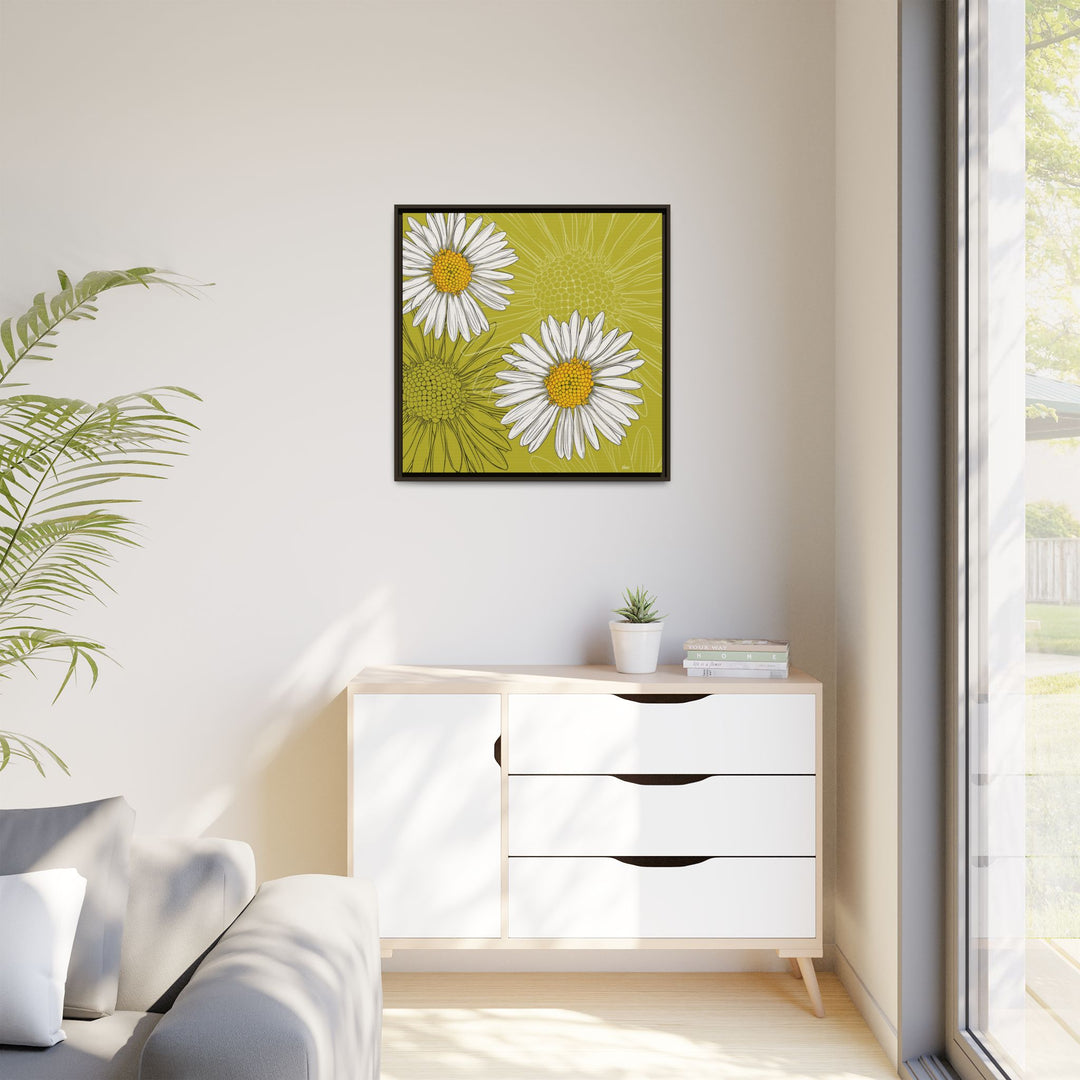 Daisy: April Birth Month Flower — Framed Canvas Print Wall Art