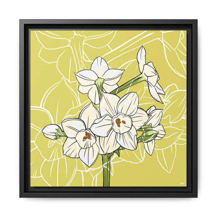 Paperwhite: December Birth Month Flower — Framed Canvas Print Wall Art