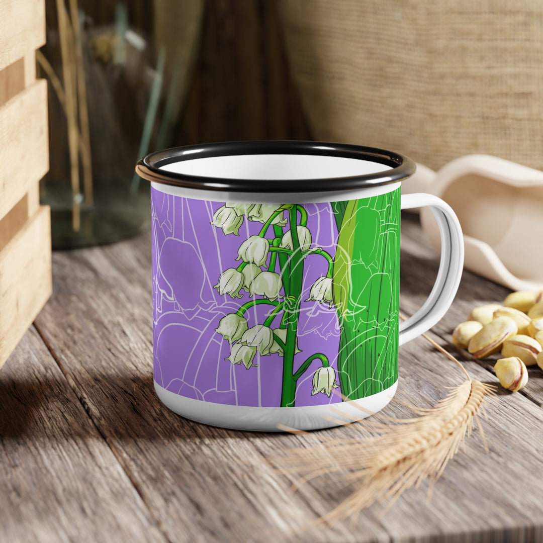 Lily of the Valley Enamel Camp Cup — May Birth Month Flower