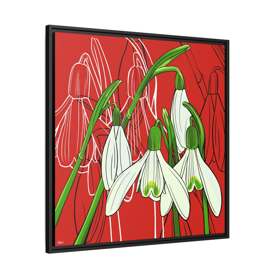 Snowdrop: January Birth Month Flower — Framed Canvas Print Wall Art