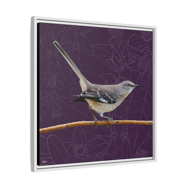 Northern Mockingbird: Florida State Bird — Framed Canvas Print Wall Art