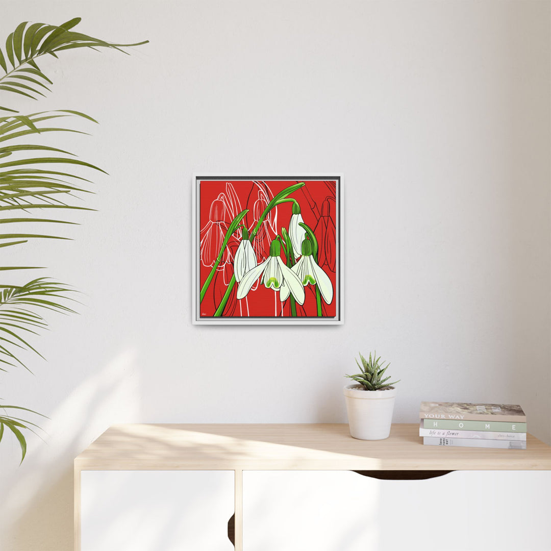 Snowdrop: January Birth Month Flower — Framed Canvas Print Wall Art