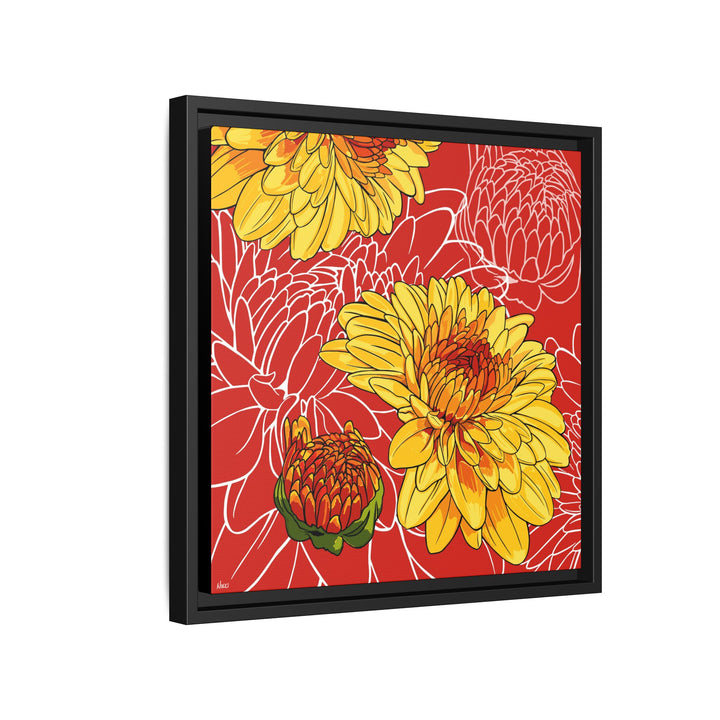 Chrysanthemum: November Birth Month Flower — Framed Canvas Print Wall Art