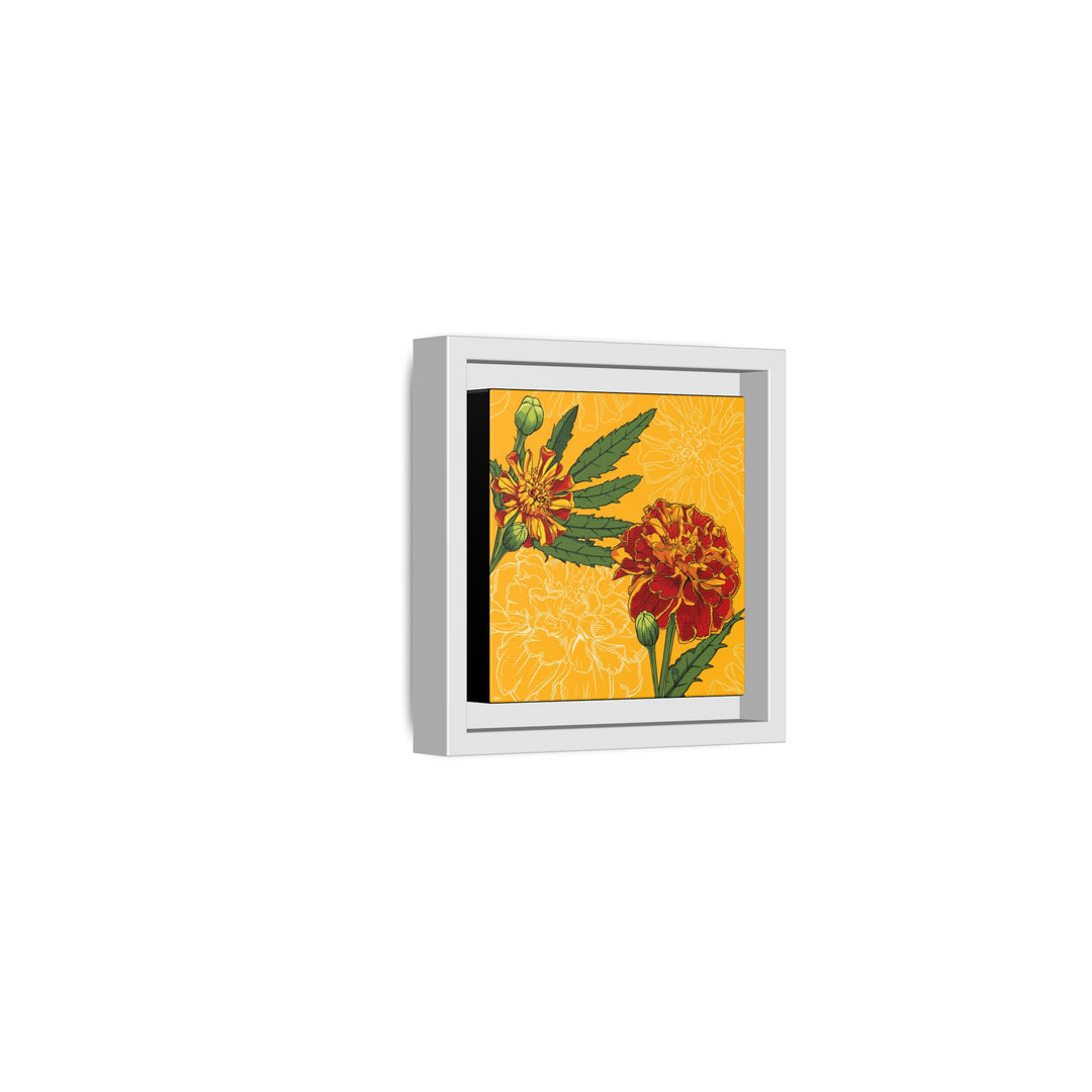 Marigold: October Birth Month Flower — Framed Canvas Print Wall Art