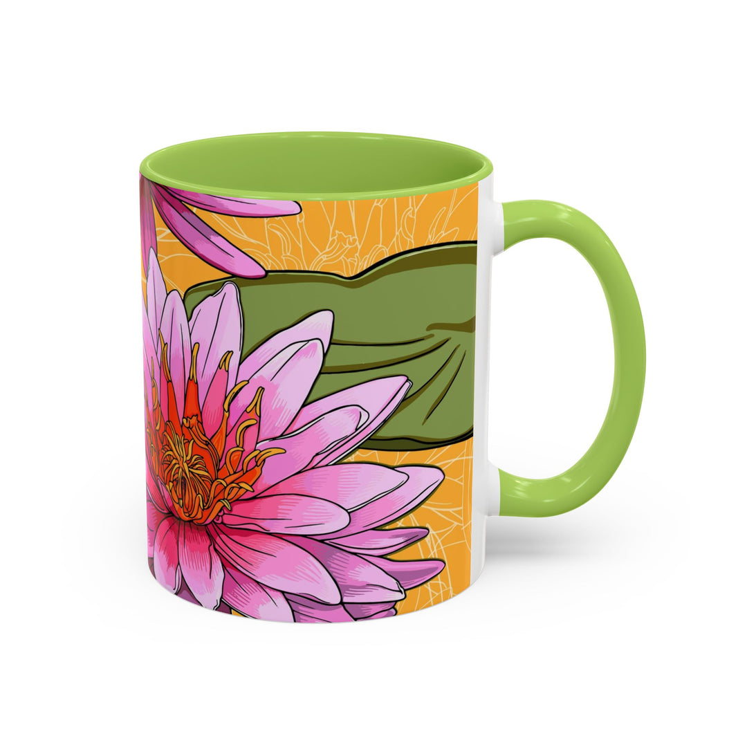 Pink Water Lily Ceramic Coffee Mug – July Birth Month Flower