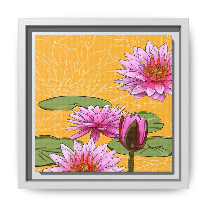 Water Lily: July Birth Month Flower — Framed Canvas Print Wall Art