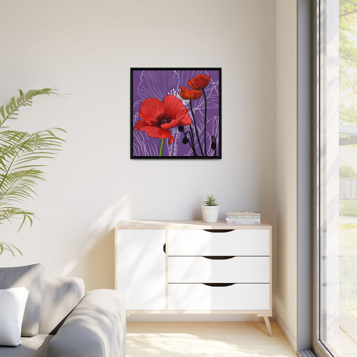 Poppy: August Birth Month Flower — Framed Canvas Print Wall Art