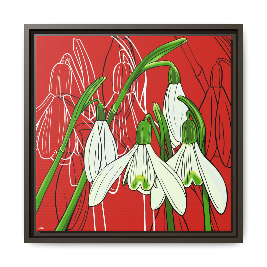 Snowdrop: January Birth Month Flower — Framed Canvas Print Wall Art