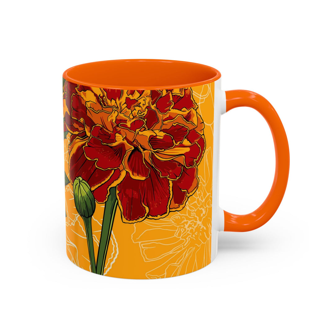 Marigold Ceramic Coffee Mug — October Birth Month Flower