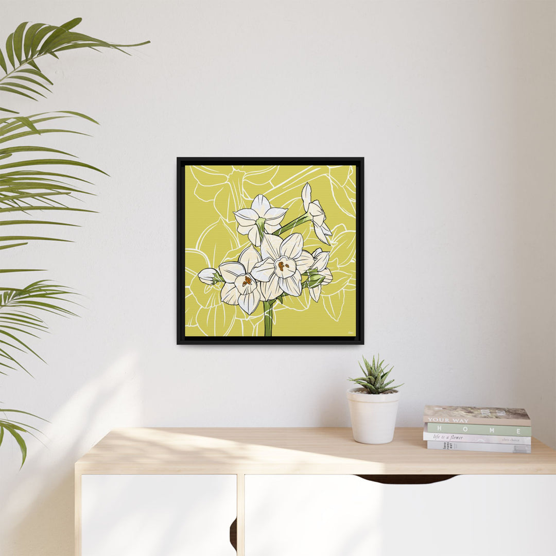Paperwhite: December Birth Month Flower — Framed Canvas Print Wall Art