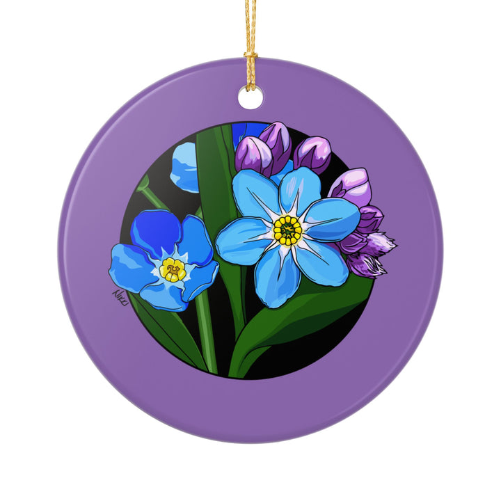 Forget-Me-Not Ceramic Ornament — Double-Sided Floral Holiday Decor