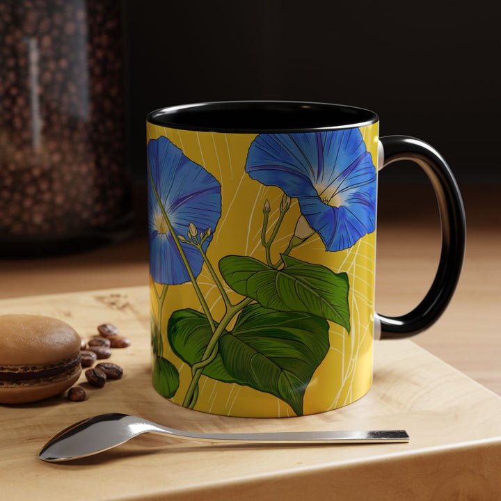 Blue Morning Glory Ceramic Coffee Mug — September Birth Month Flower
