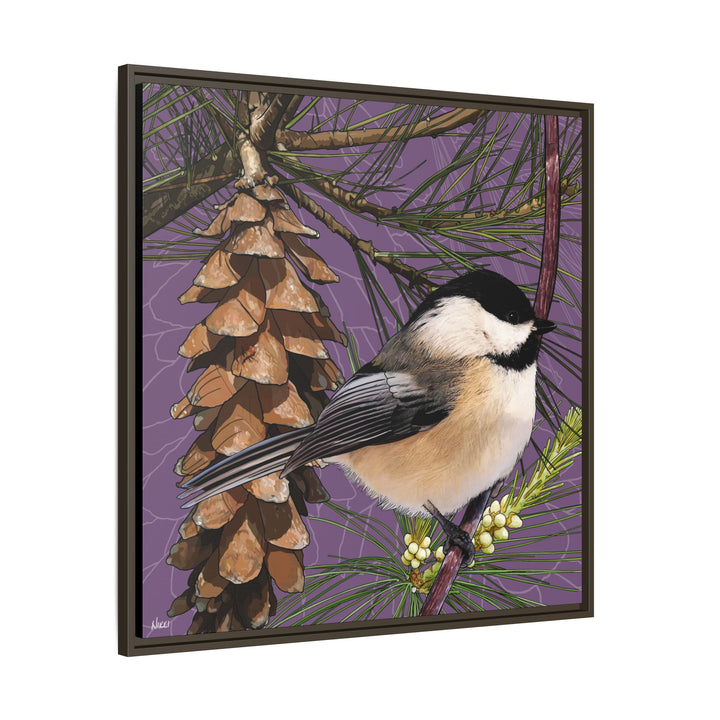 Black-capped Chickadee: Maine State Bird — Framed Canvas Print