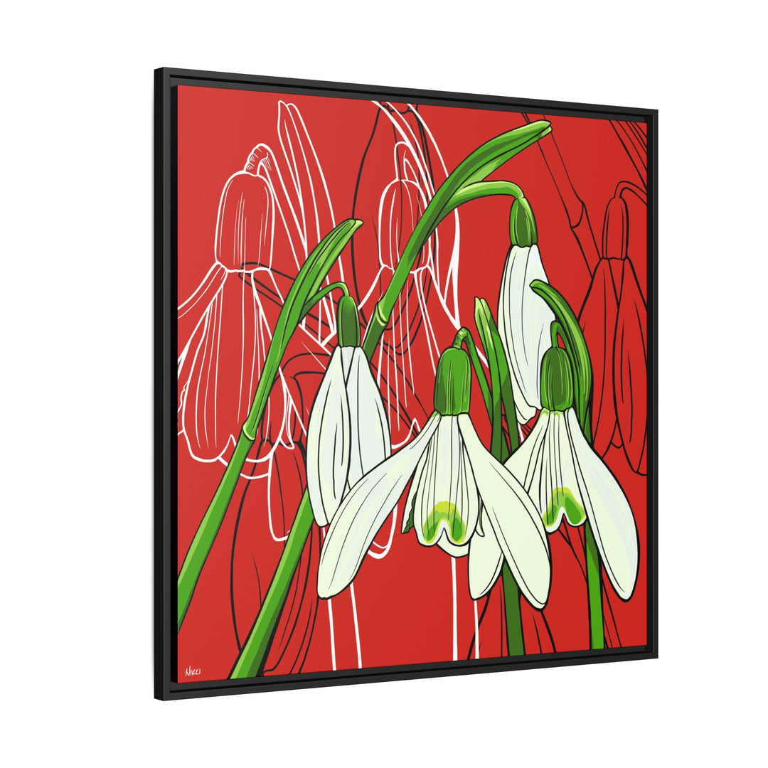 Snowdrop: January Birth Month Flower — Framed Canvas Print Wall Art