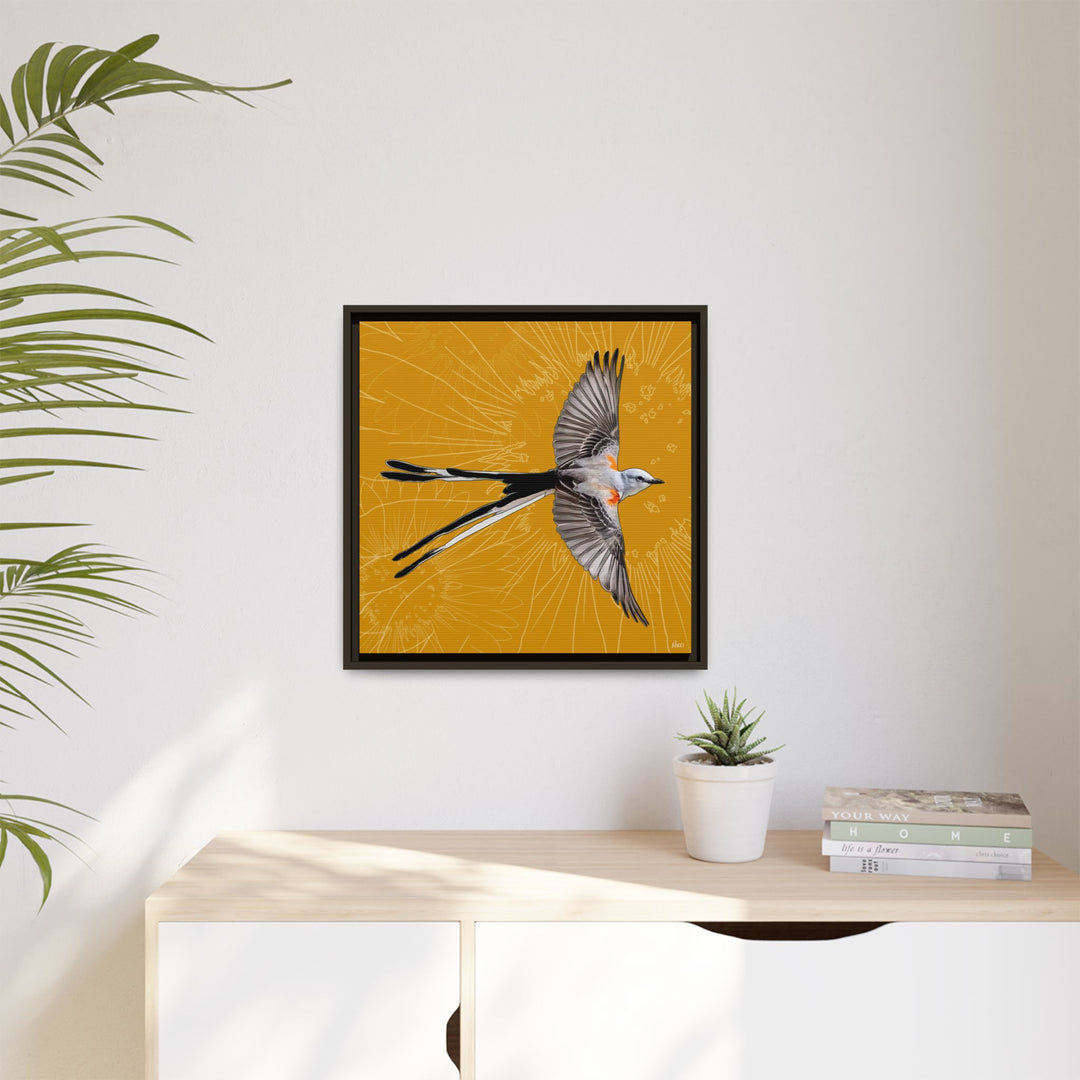 Scissor Tailed Flycatcher: Oklahoma State Bird — Framed Canvas Print Wall Art