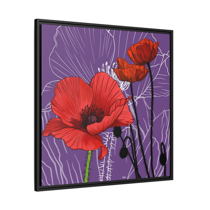 Poppy: August Birth Month Flower — Framed Canvas Print Wall Art