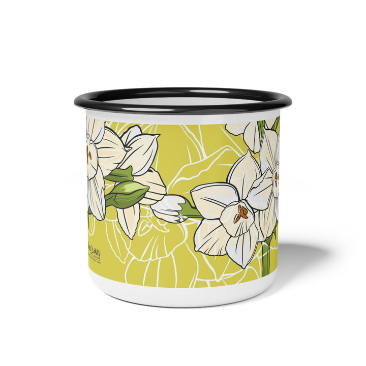 Paperwhite Enamel Camp Mug — December Birth Month Flower