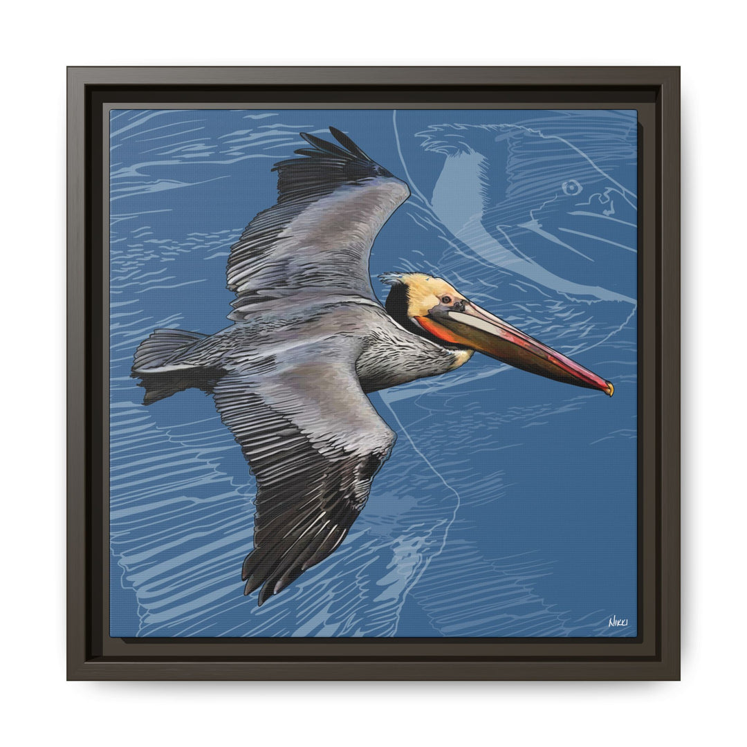 Brown Pelican: Louisiana State Bird  —  Framed Canvas Print