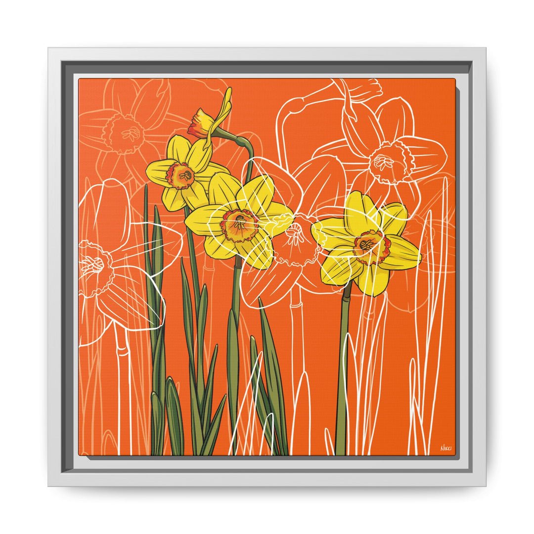Daffodil: March Birth Month Flower — Framed Canvas Print Wall Art