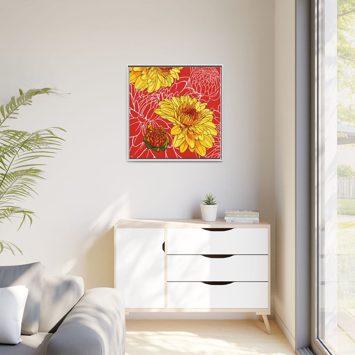 Chrysanthemum: November Birth Month Flower — Framed Canvas Print Wall Art
