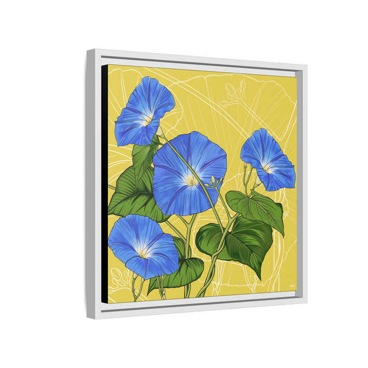 Blue Morning Glory: September Birth Month Flower — Framed Canvas Print Wall Art