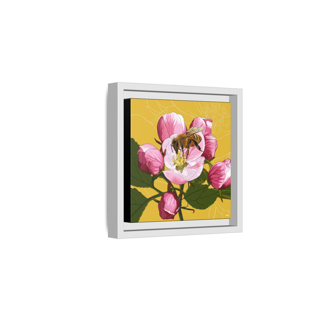 Apple Blossom & Honeybee Framed Canvas — Arkansas State Flower Wall Art