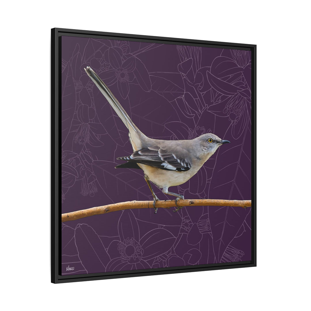 Northern Mockingbird: Florida State Bird — Framed Canvas Print Wall Art