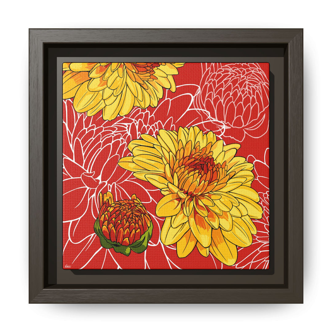 Chrysanthemum: November Birth Month Flower — Framed Canvas Print Wall Art