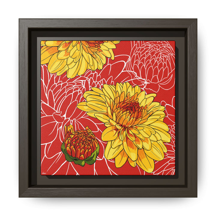 Chrysanthemum: November Birth Month Flower — Framed Canvas Print Wall Art