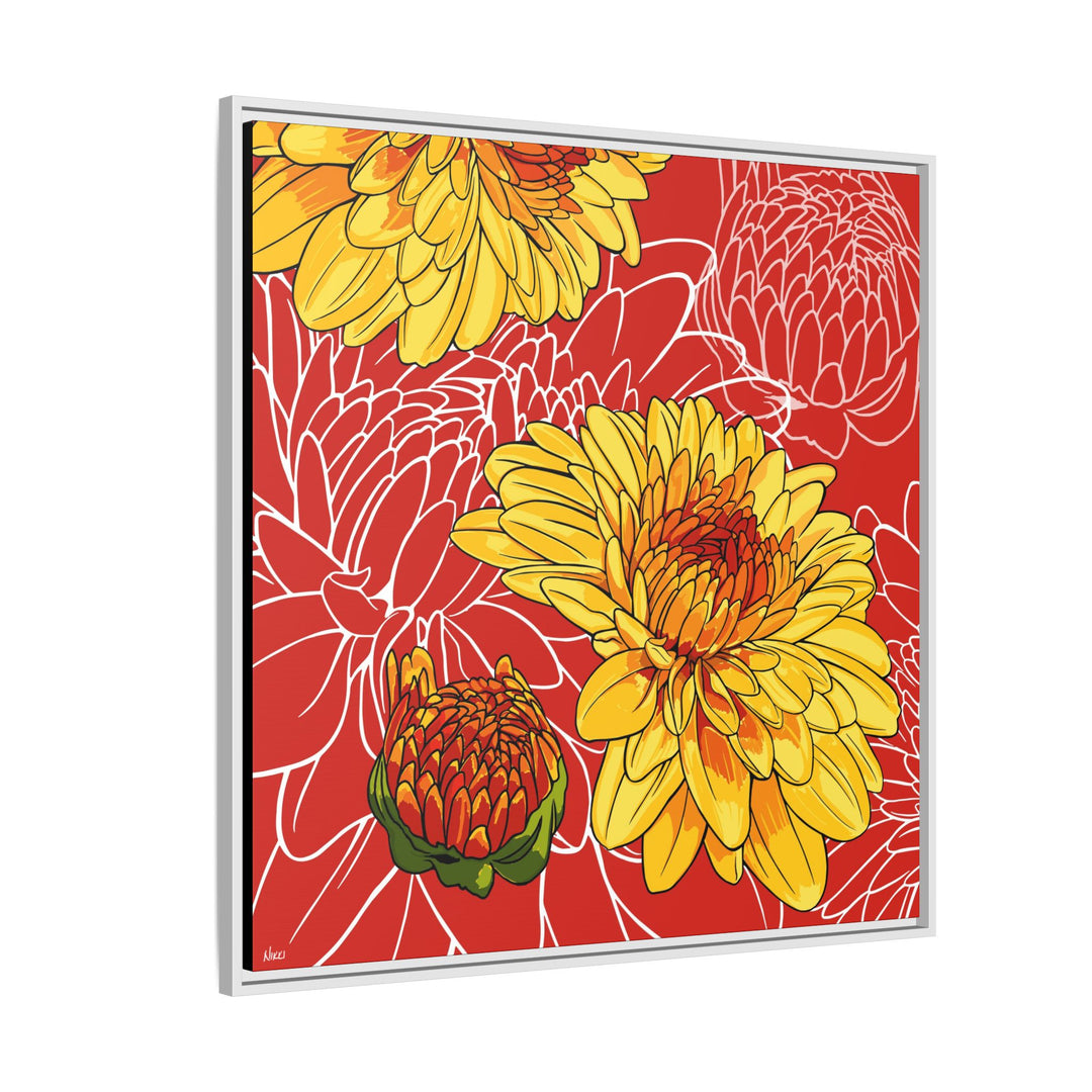 Chrysanthemum: November Birth Month Flower — Framed Canvas Print Wall Art