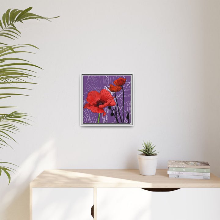 Poppy: August Birth Month Flower — Framed Canvas Print Wall Art