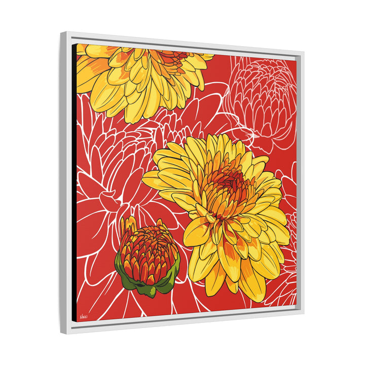 Chrysanthemum: November Birth Month Flower — Framed Canvas Print Wall Art