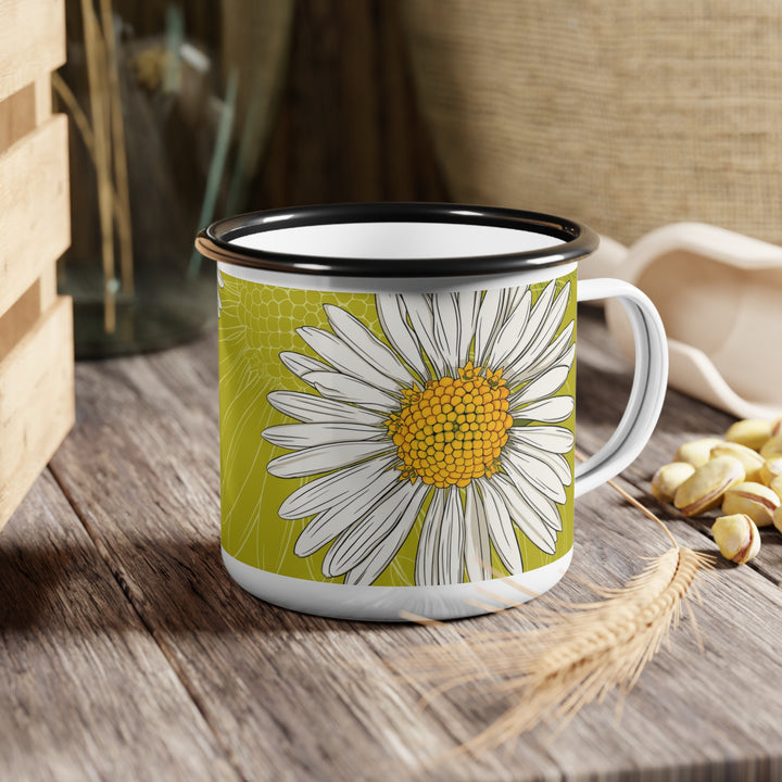 Daisy Enamel Camp Cup — April Birth Month Flower