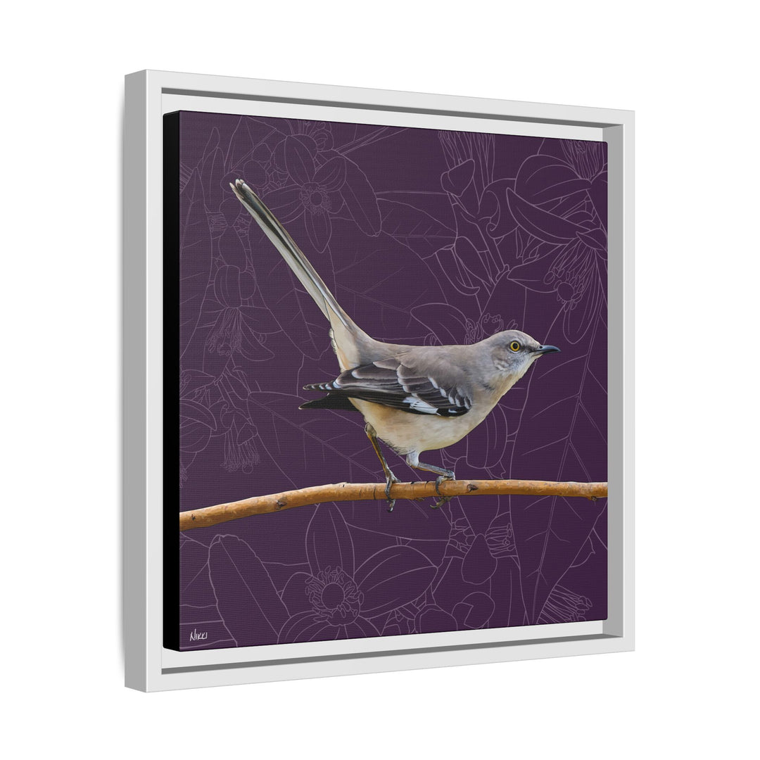 Northern Mockingbird: Florida State Bird — Framed Canvas Print Wall Art