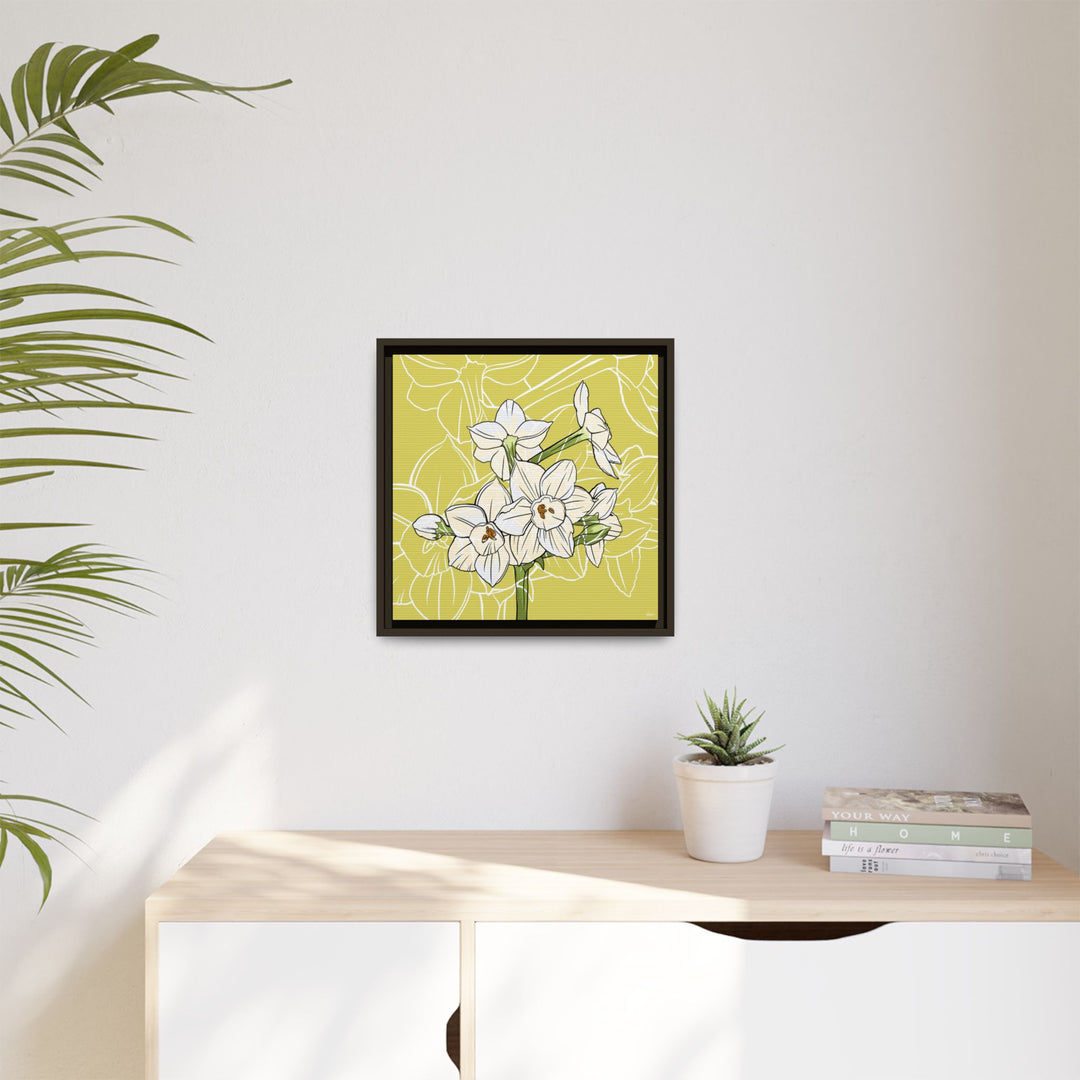 Paperwhite: December Birth Month Flower — Framed Canvas Print Wall Art