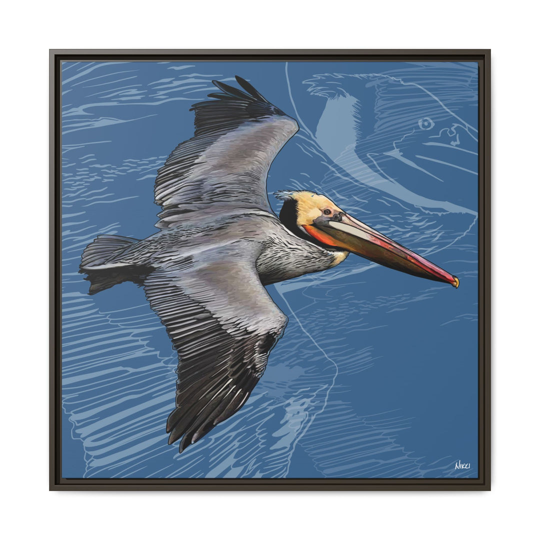 Brown Pelican: Louisiana State Bird  —  Framed Canvas Print