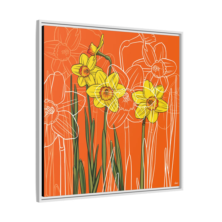 Daffodil: March Birth Month Flower — Framed Canvas Print Wall Art
