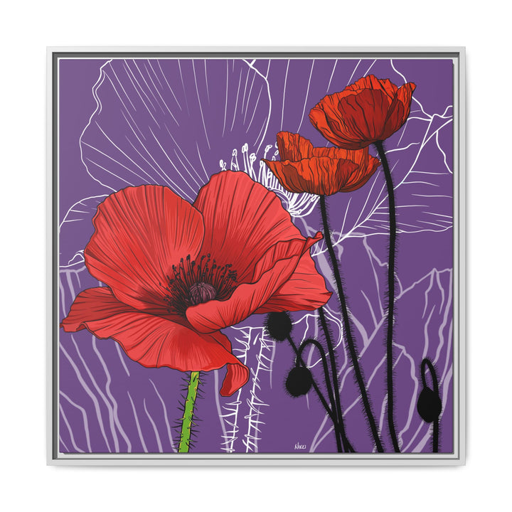 Poppy: August Birth Month Flower — Framed Canvas Print Wall Art